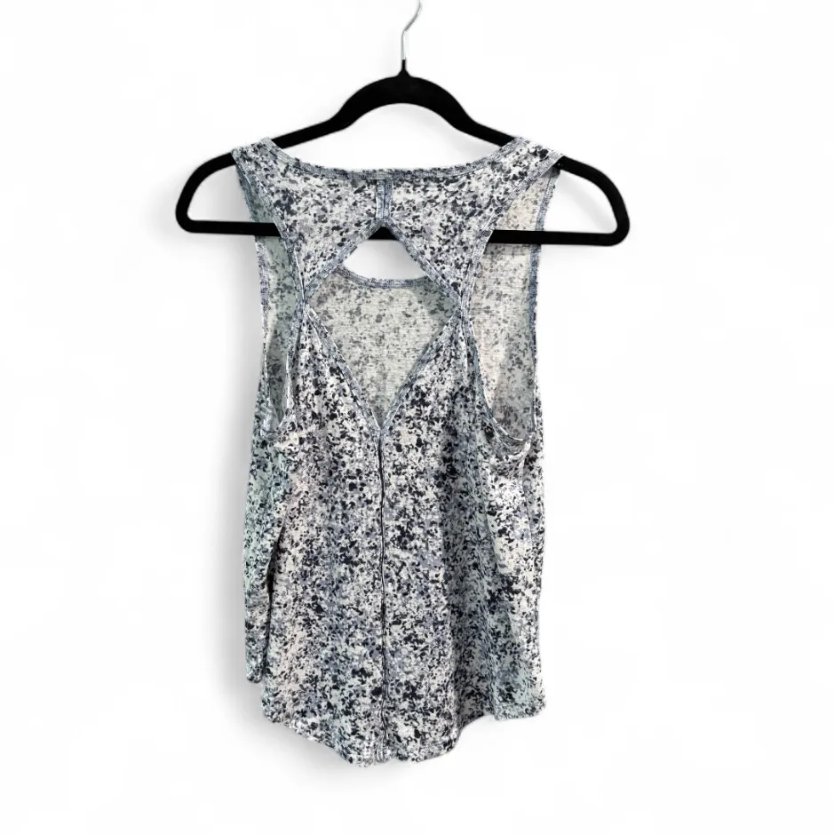 Athleta Small Flowy Keyhole Tank Top Blue Speckle‎ - Image 2