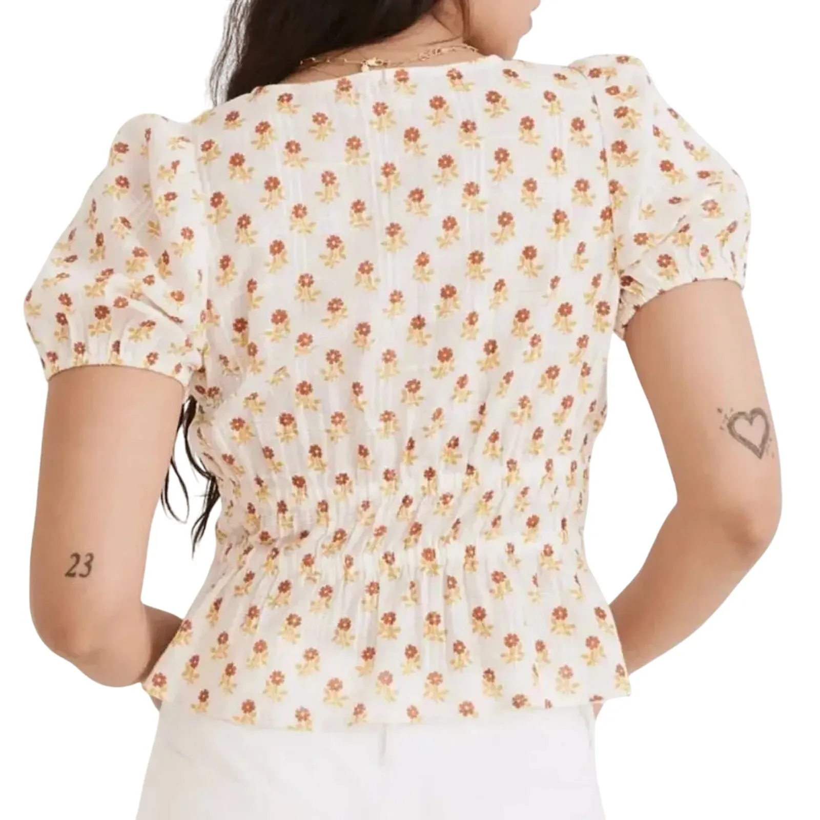 MADEWELL Sophia Wild Calendula Block Print Short Sleeve Top, Size XXL - Image 4