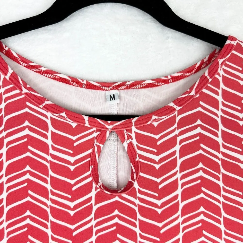 Nuu Muu Ruu Muu Keyhole Pocket Dress Size Medium Red White Athletic Travel - Image 3