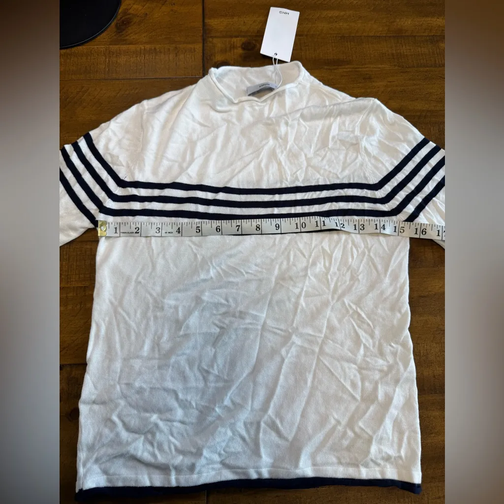 MNG stripe sweater thin breathable short sleeve blouse NWT size small - Image 5