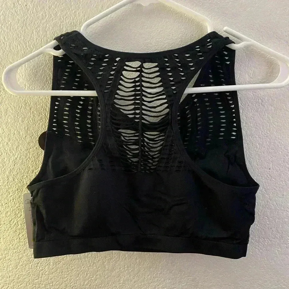 🆕Rene Rofe Seamless Cut Out Black Sport Bra🆕 Size L - Image 6