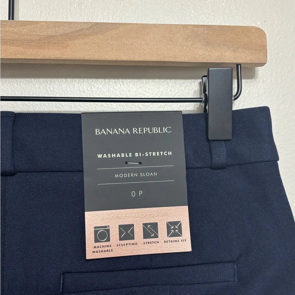 NWT Banana Republic The Modern Sloan Pant in Navy - Size 0 Petite - Image 5