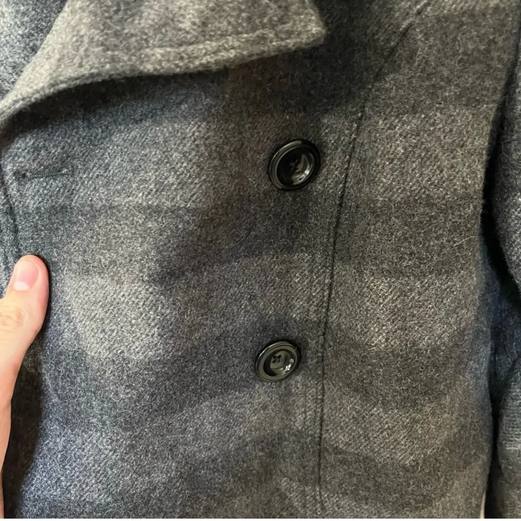 GAP Women's Charcoal Striped Pea Coat - Image 4