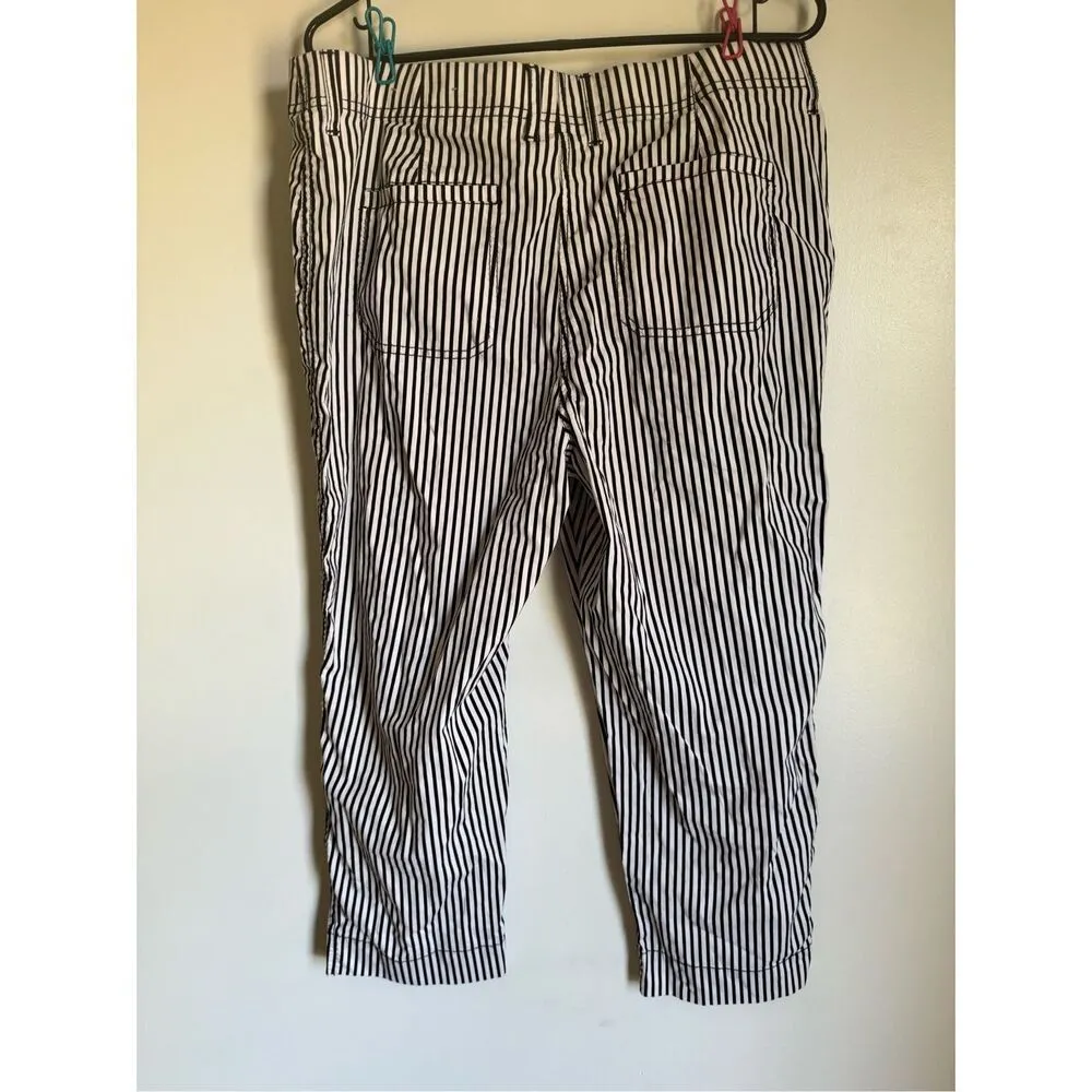 Chico’s Secret Stretch black white stripe cotton pants sz 2 nautical beachy brea - Image 4