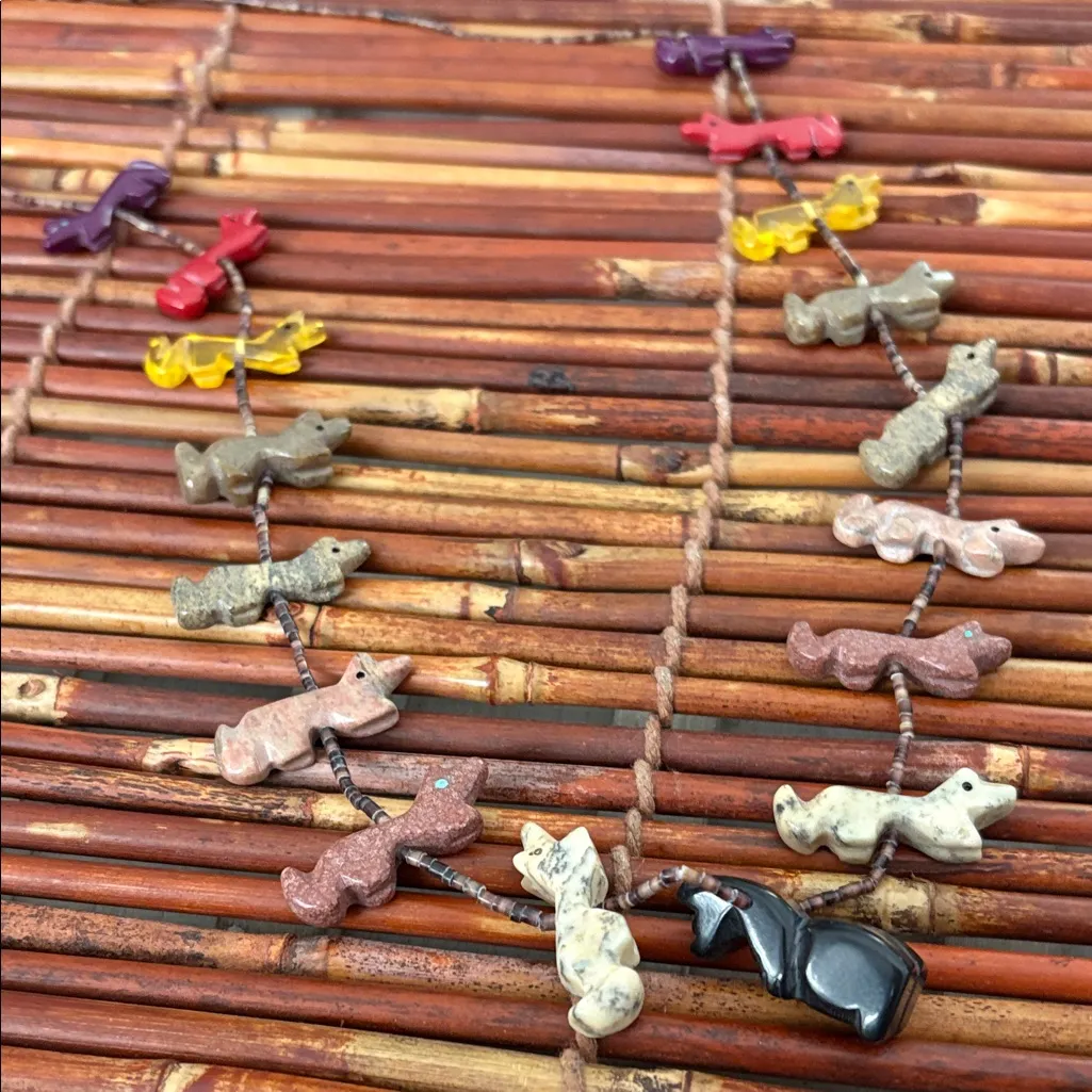 Bear Fetish Stone Necklace 29” Red - Image 5