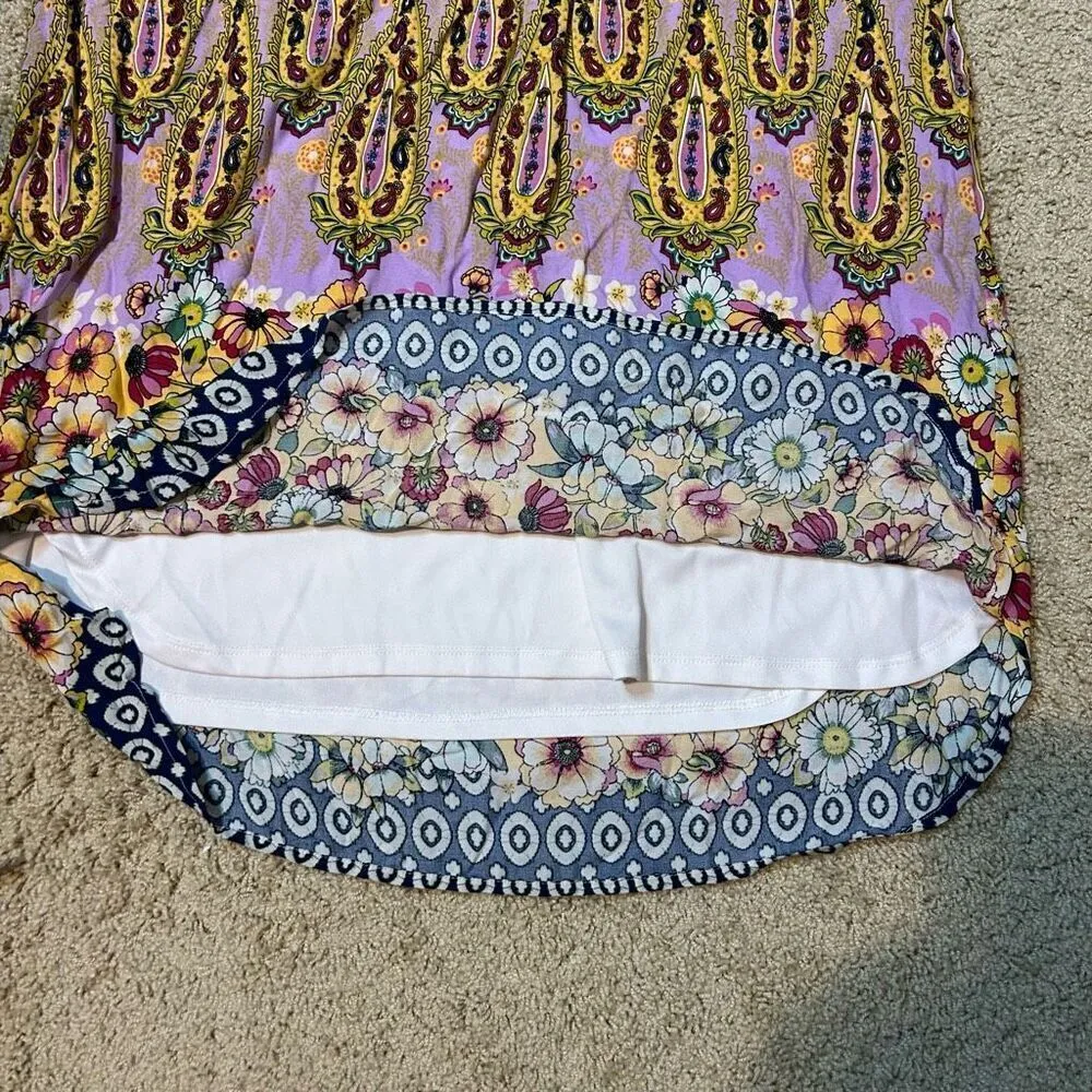 🆕 Fig &‎ Flower Anthropologie paisley print lined dress size M Purple Size M - Image 9