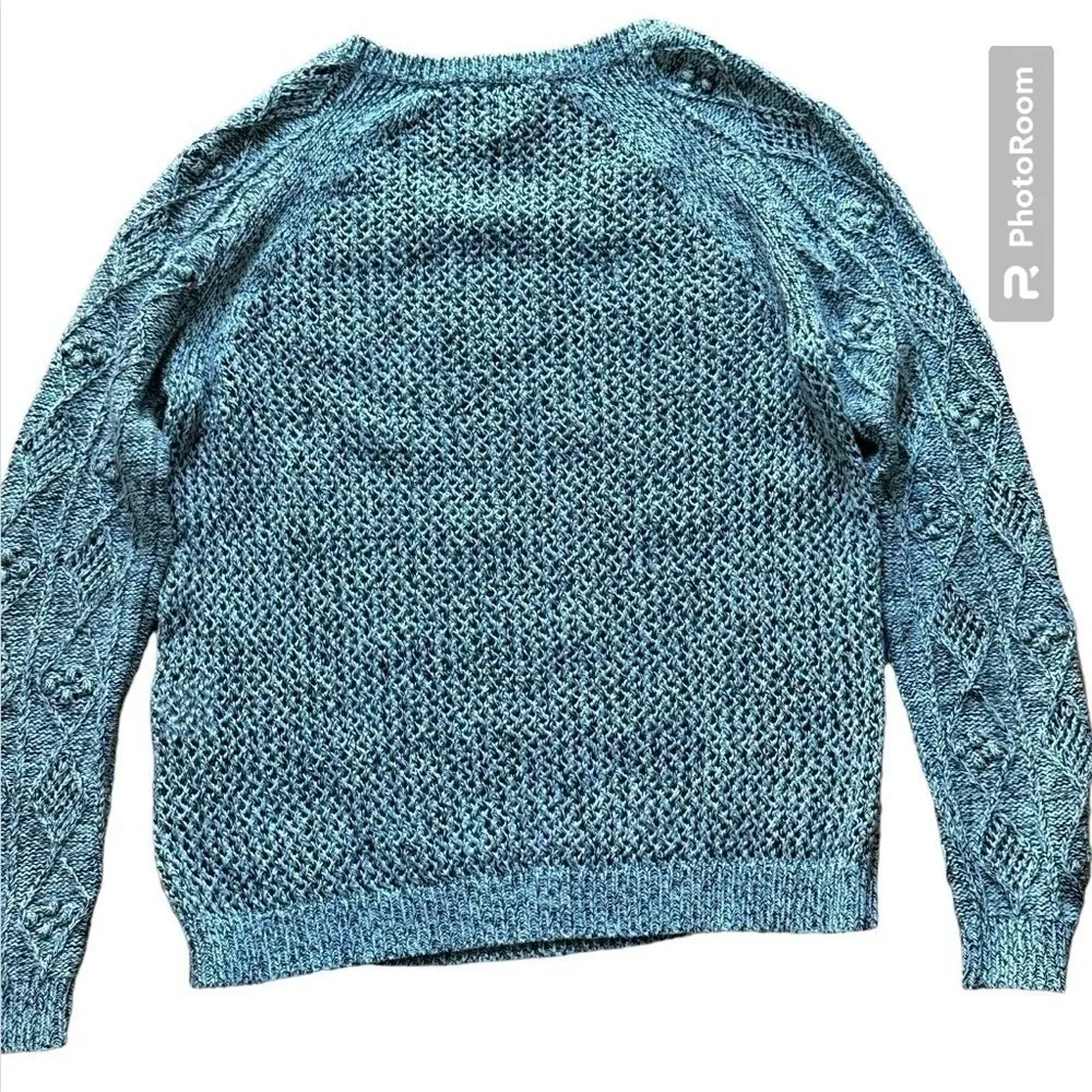 Sandro Wool Acid Marled knit Sweater Chunky blue Black size 1 - Image 4