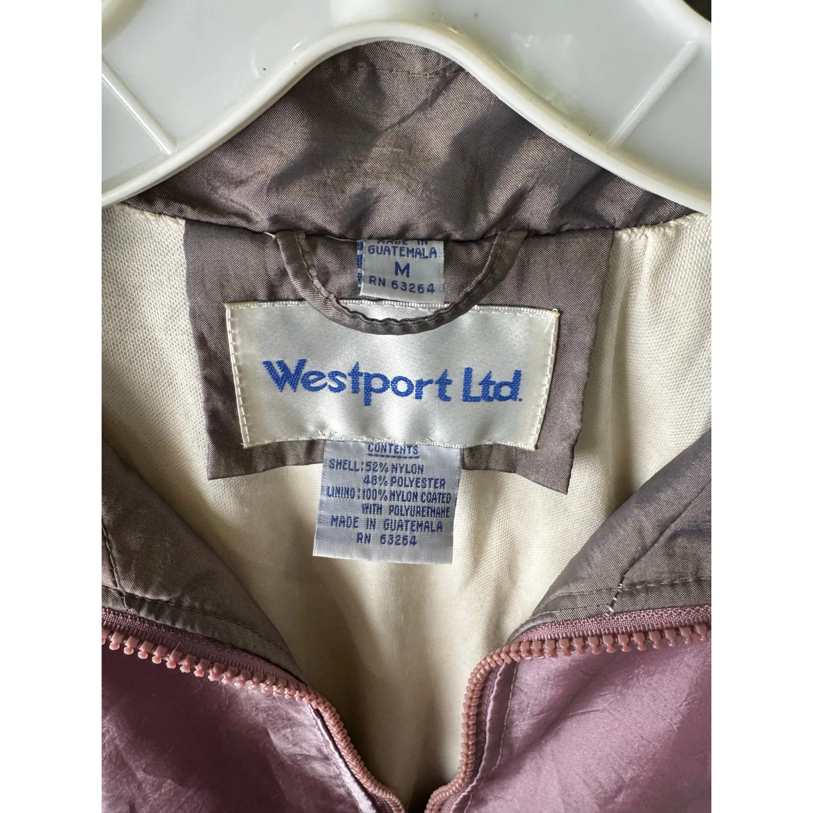 Vintage 80s 90s Streetwear Westport Purple Gray Cream Colorblock Windbreaker M - Image 3