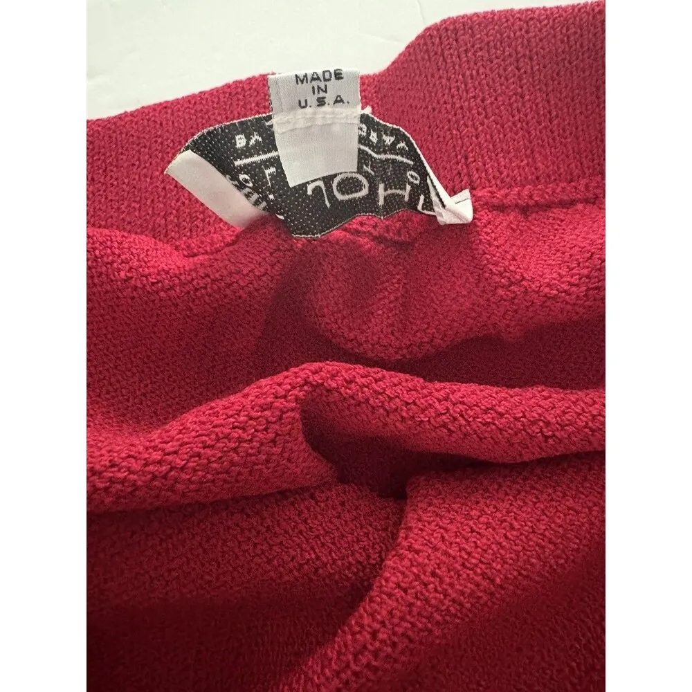 Vintage St John Collection Skirt Womens 14 Burgundy Santana Knit Straight Pencil Red - Image 6