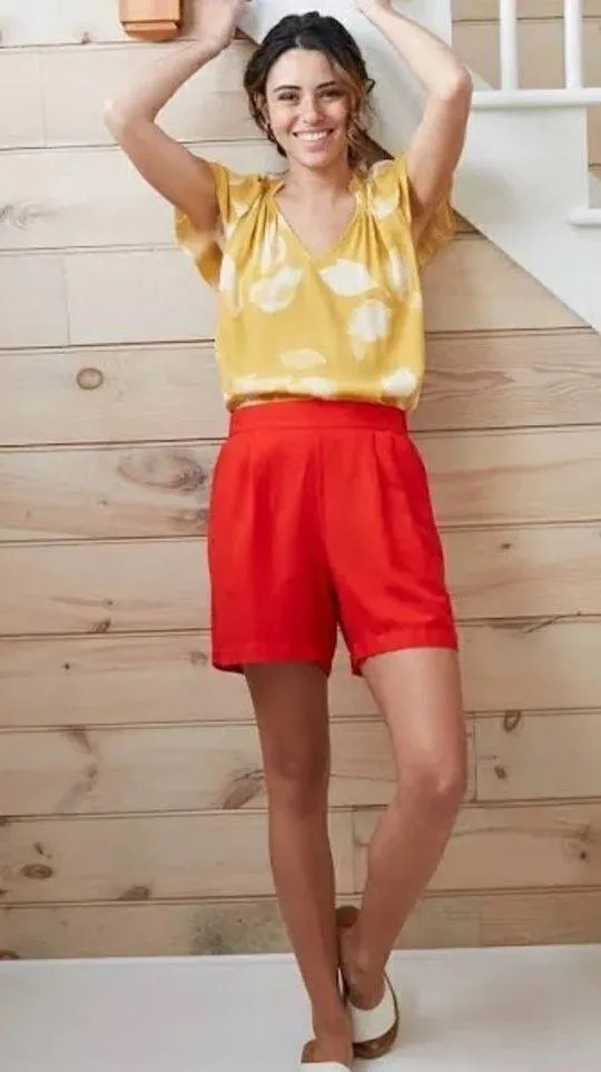A New Day Red Mid-Rise Linen Pull-On Shorts - Image 3
