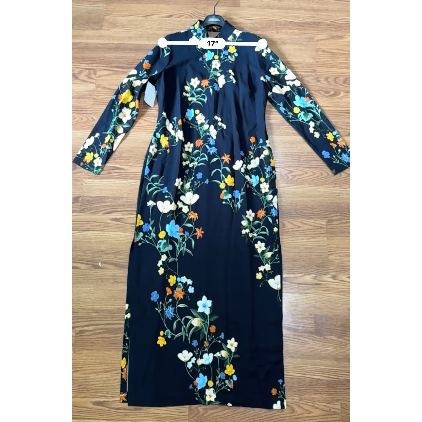 CARA CARA AVA DRESS VISCOSE BLACK PRESSED FLORAL MAXI DRESS size XL - Image 8