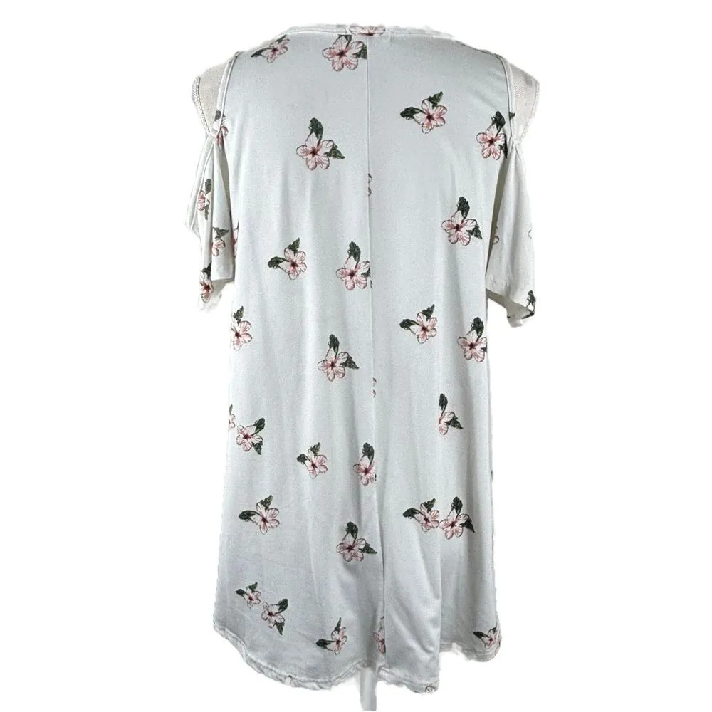 The Nines White Floral Cold Shoulder Short Sleeve Maternity Top Women’s Size M Size M - Image 2