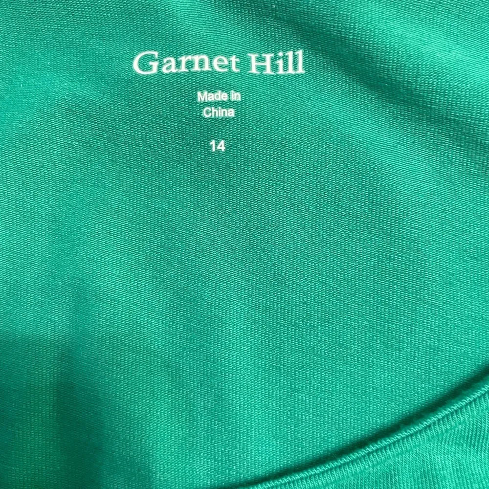 Garnet Hill Dress-Women Sz 14-Green Cotton/ Modal-Cap Sleeve - Image 8