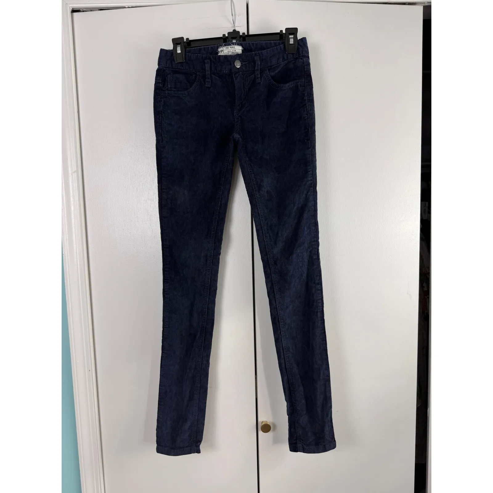 Free‎ People Navy Blue Corduroy Skinny Jeans Women's Size 25 - Image 2