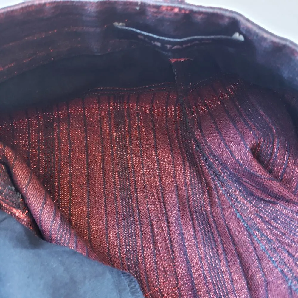 Elie Tahari Womens Pants Sz 6 Black Red Shimmer Stretch Retro Minimalist Stripe - Image 12