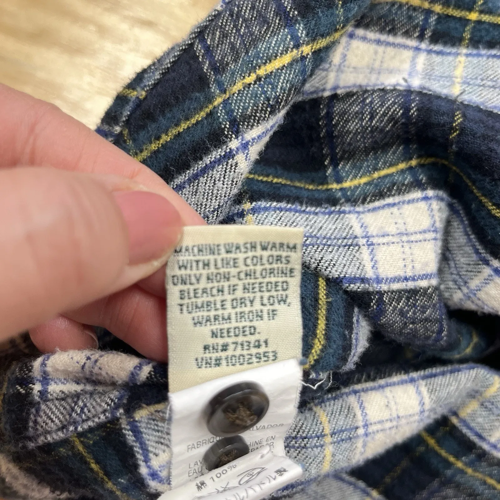 LL Bean Flannel Shirt Womens Small Blue Green Scotch Plaid Outdoor Utility - Image 10