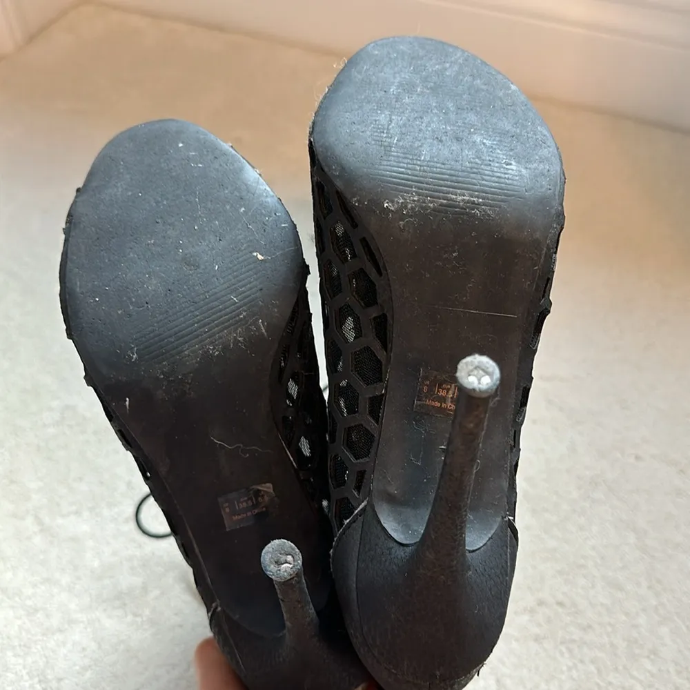 Mesh Lace-up Tied Heel Booties - Image 7