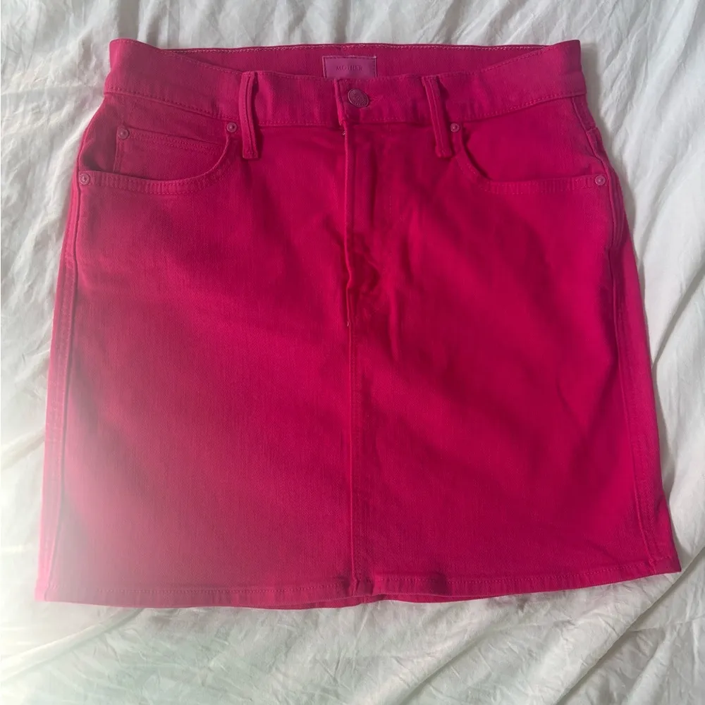 MOTHER High Waisted Smokin' Double Micro Skirt in Raspberry Sorbet NWOT sz 28 Pink - Image 3
