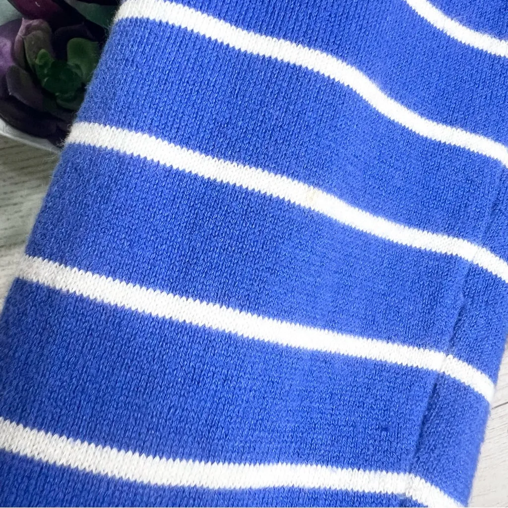 Jones New York Royal Blue & White Nautical Striped Tie Front Cardigan Size Small - Image 6