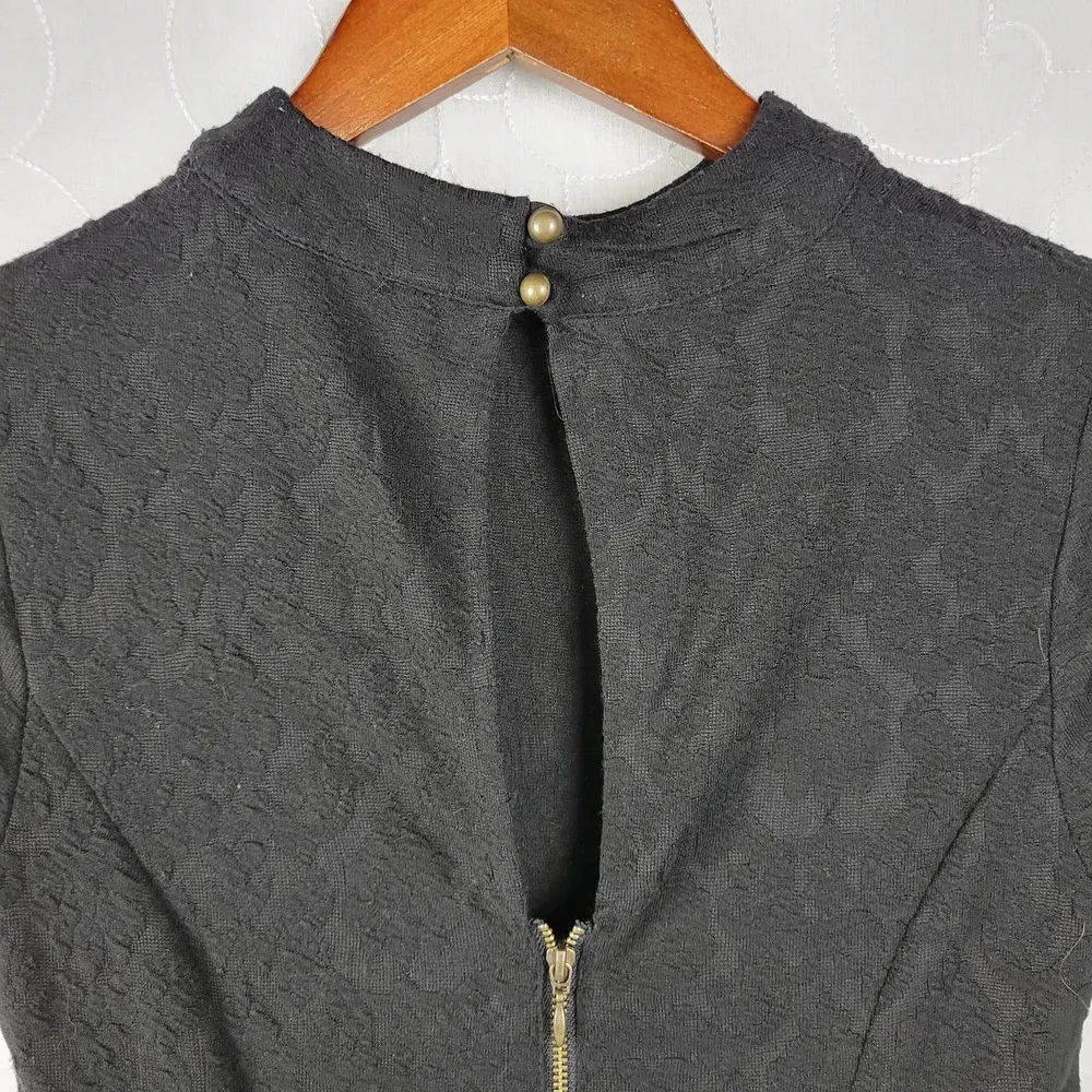 Xhilaration Womens Dress Size S Black Brocade Mock Neck Fit & Flare Skater Mini - Image 6