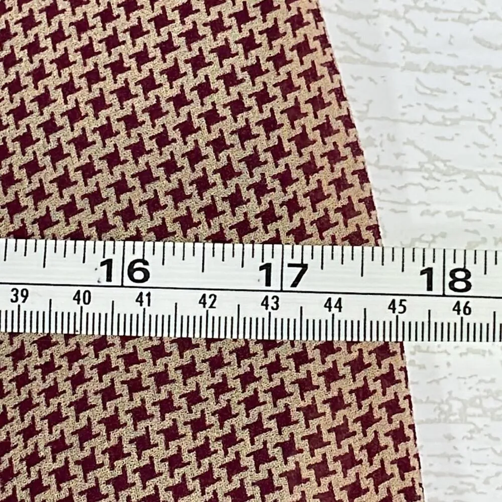 Fiori Di Zucca Red Cream Retro Mini Houndstooth Print Silk A Line Dress Size 10 - Image 11