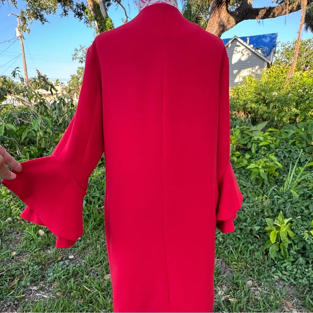 Bagatelle Mod Romantic Red Coat Bell Sleeves 60s Minimalist Contemporary Size  S - Image 5