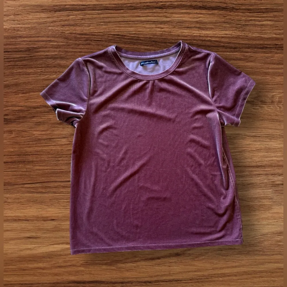 Abercrombie and Fitch Velvet short sleeve top wine color size M comfy top - Image 2