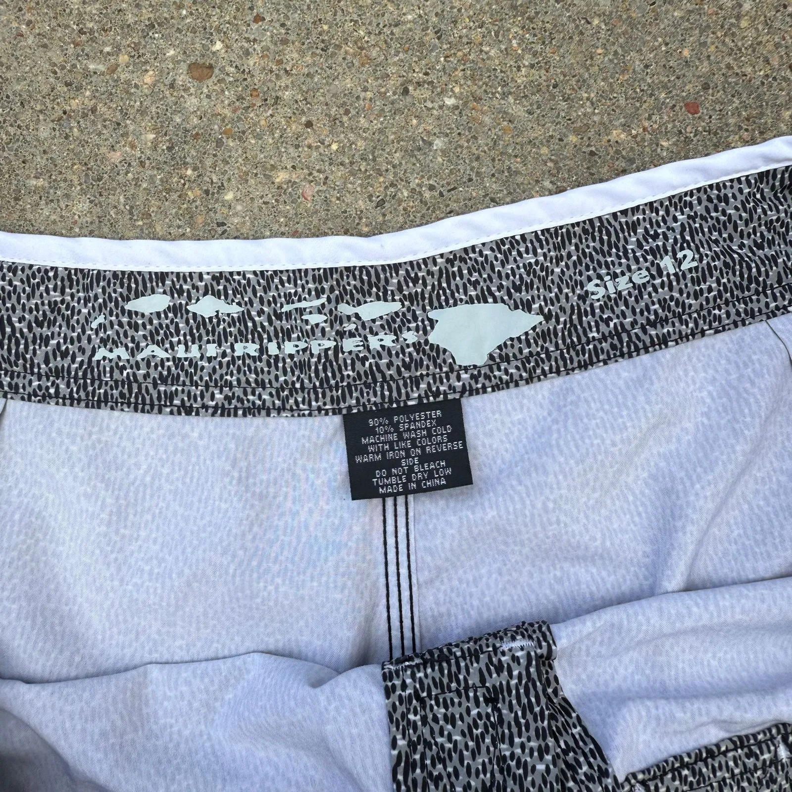 Maui Rippers Board Shorts Swim Surf Trunks Black & White Speckle womens Size 12 - Image 5
