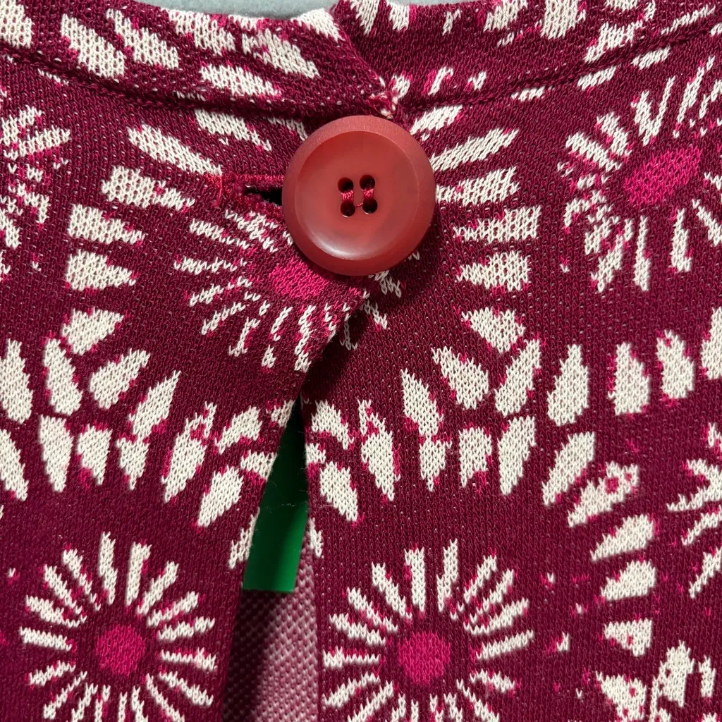 United Colors of Benetton NWT size Small Burgundy Daisy Duster Cardigan Sweater - Image 7