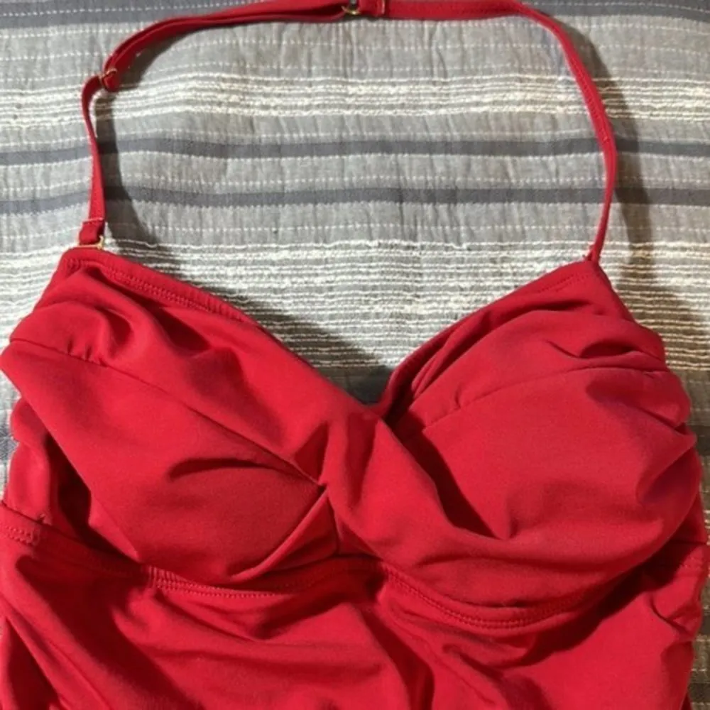 Women's Jantzen Red Swimsuit Ruched Retro Sweetheart Neck Size 8 GUC #1297 - Image 5