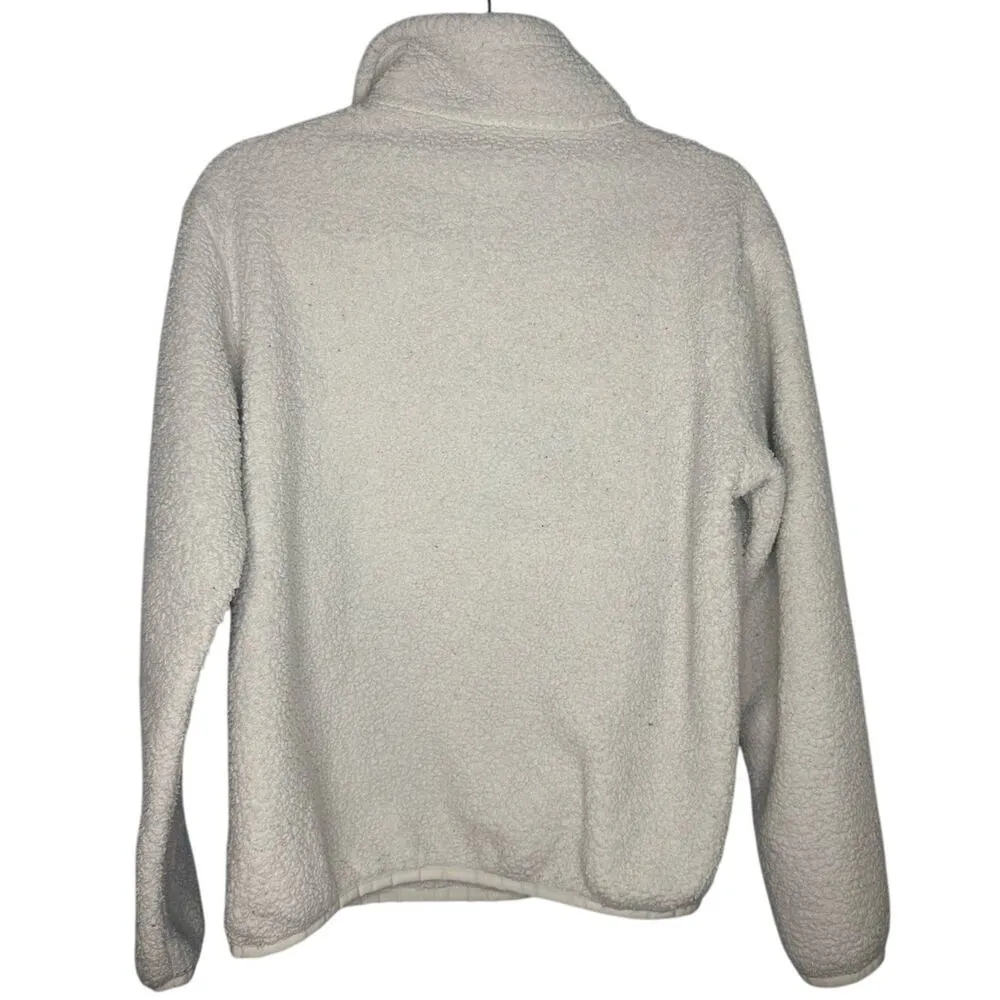 Patagonia Quarter Zip Sherpa Fleece Pullover Women Medium Off White Warm Hiking - Image 3