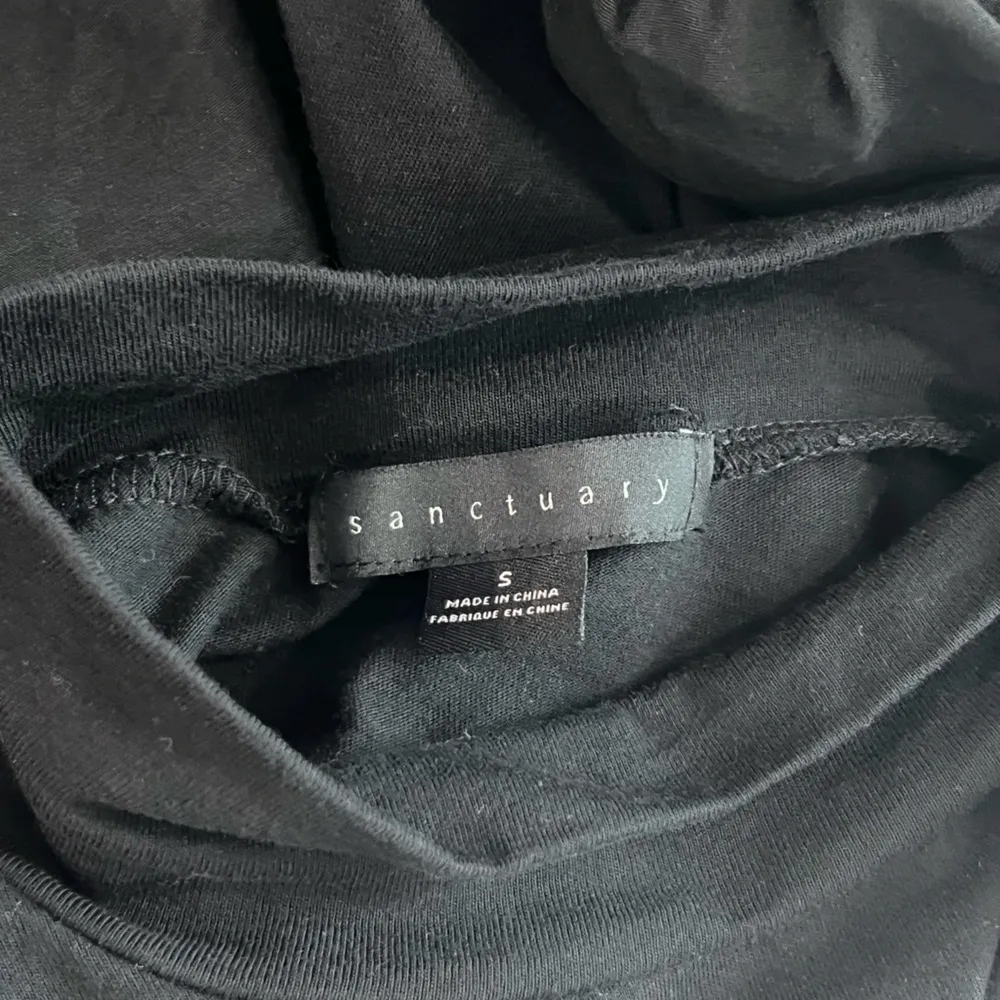 Sanctuary Puff-Sleeve Black Short Sleeve T-Shirt Top Blouse Mock Neck - Small - Image 5