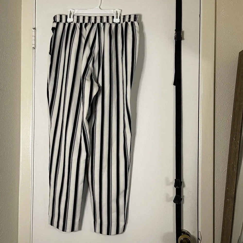 River Island Black stripe tie waist tapered trousers size US 14 - Image 4