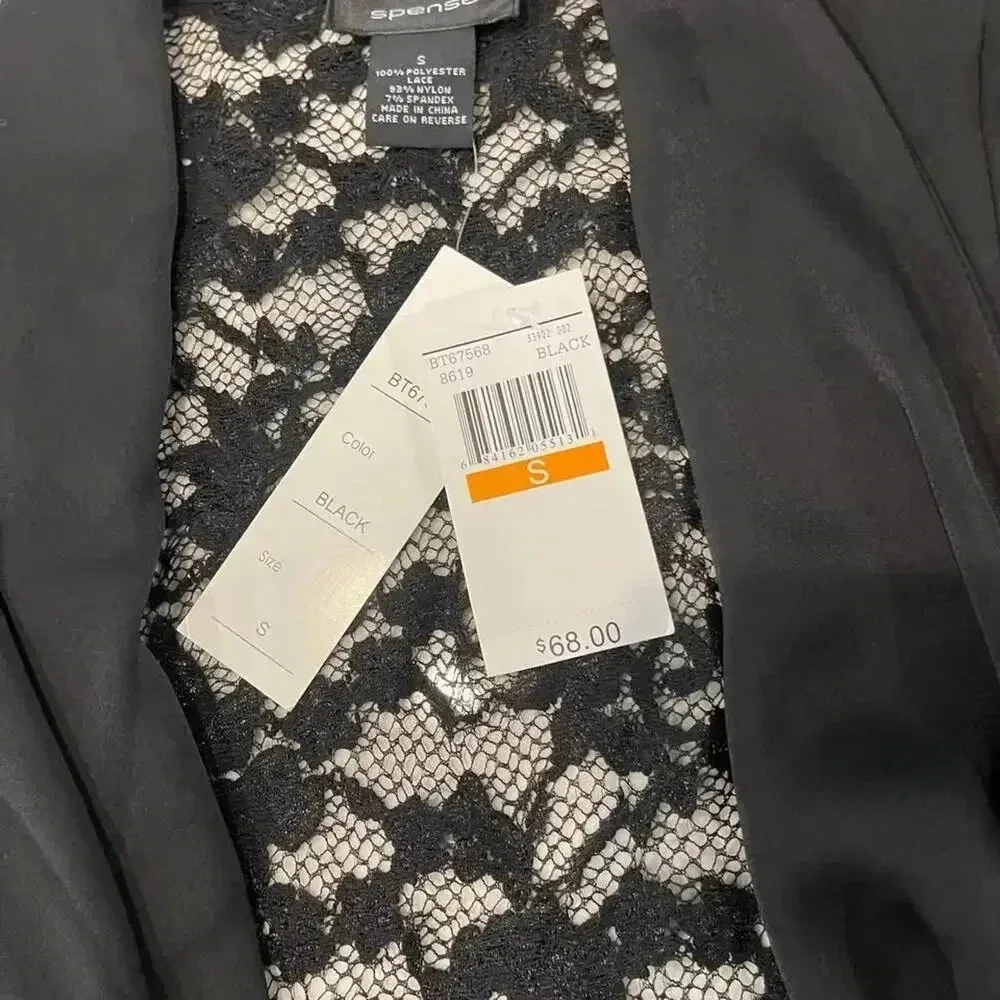 Spense NWT Black Lace 3/4 Sleeves Open Blouse Cardigan w/Front Tie Women’s Small - Image 6