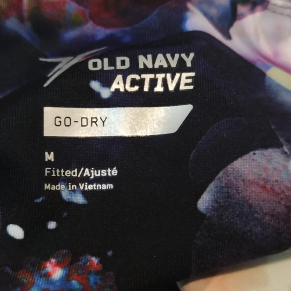 Old Navy Active Floral Purple Pink Wide Waist Band Leggings Size Med EUC #4237 - Image 5