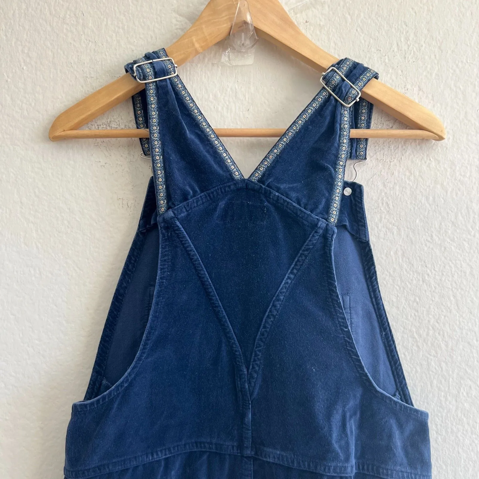 XHILARATION Vintage Y2K Velour Navy Blue Wide Leg Jumpsuit Womens Medium - Image 4