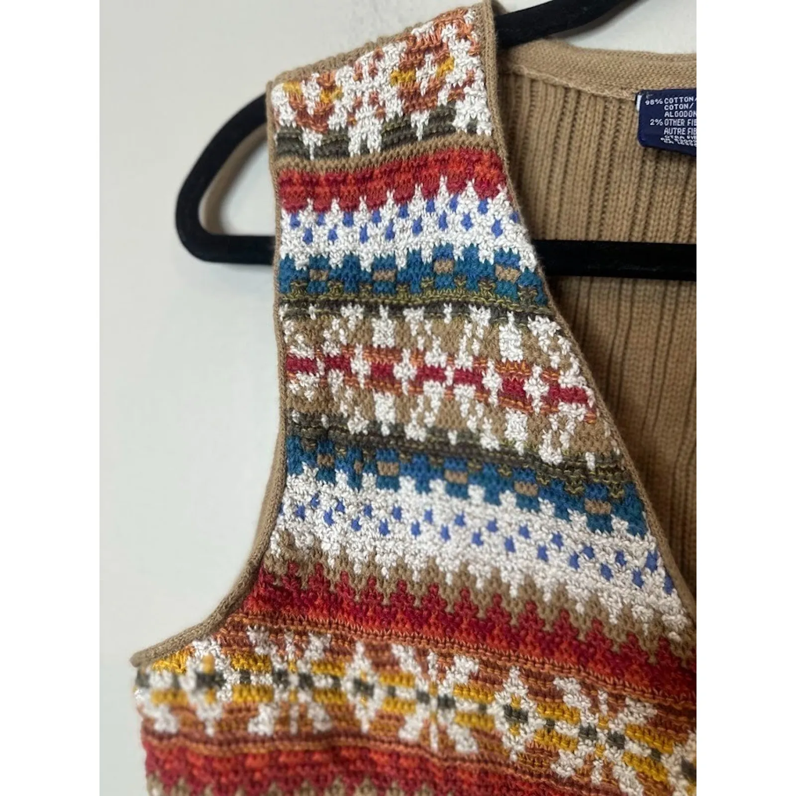 VTG Liz Sport Knit Sweater Vest Boho Western Grannycore Size Petite Medium PM - Image 2