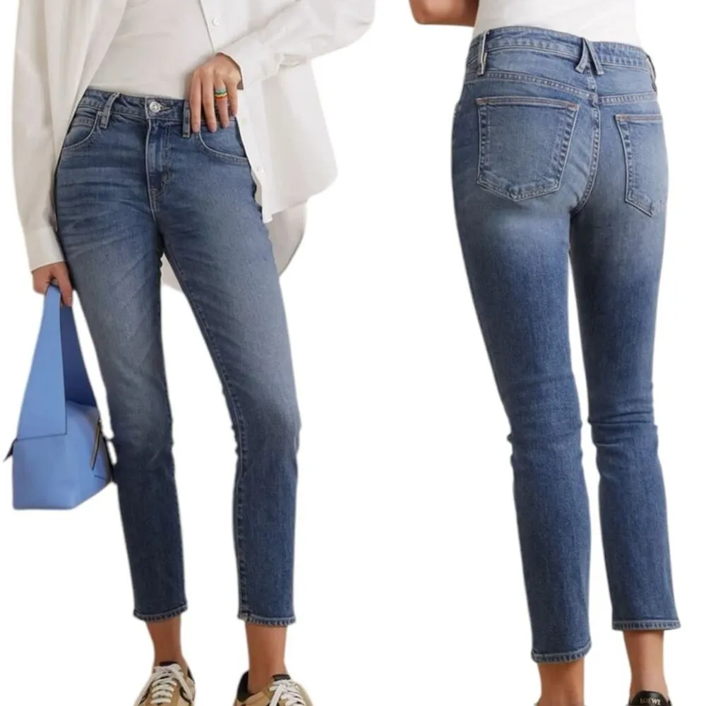 SLVRLAKE Jeans Lou Lou Slim Fit Mid Rise Ankle Crop Medium Wash Women’s Size 25 Blue - Image 10