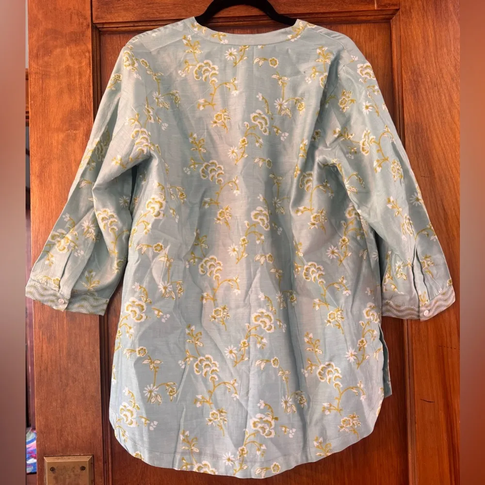 Fabindia Blue Cotton Silk Printed Tunic - Image 4