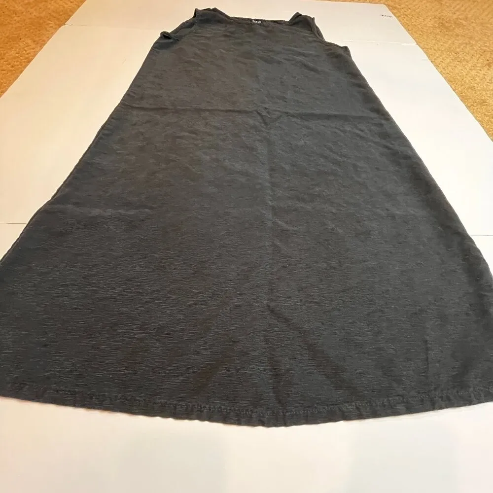 Eileen Fisher Black 100% Silk Sleeveless Shift Dress S Minimalist Quiet Luxury - Image 3