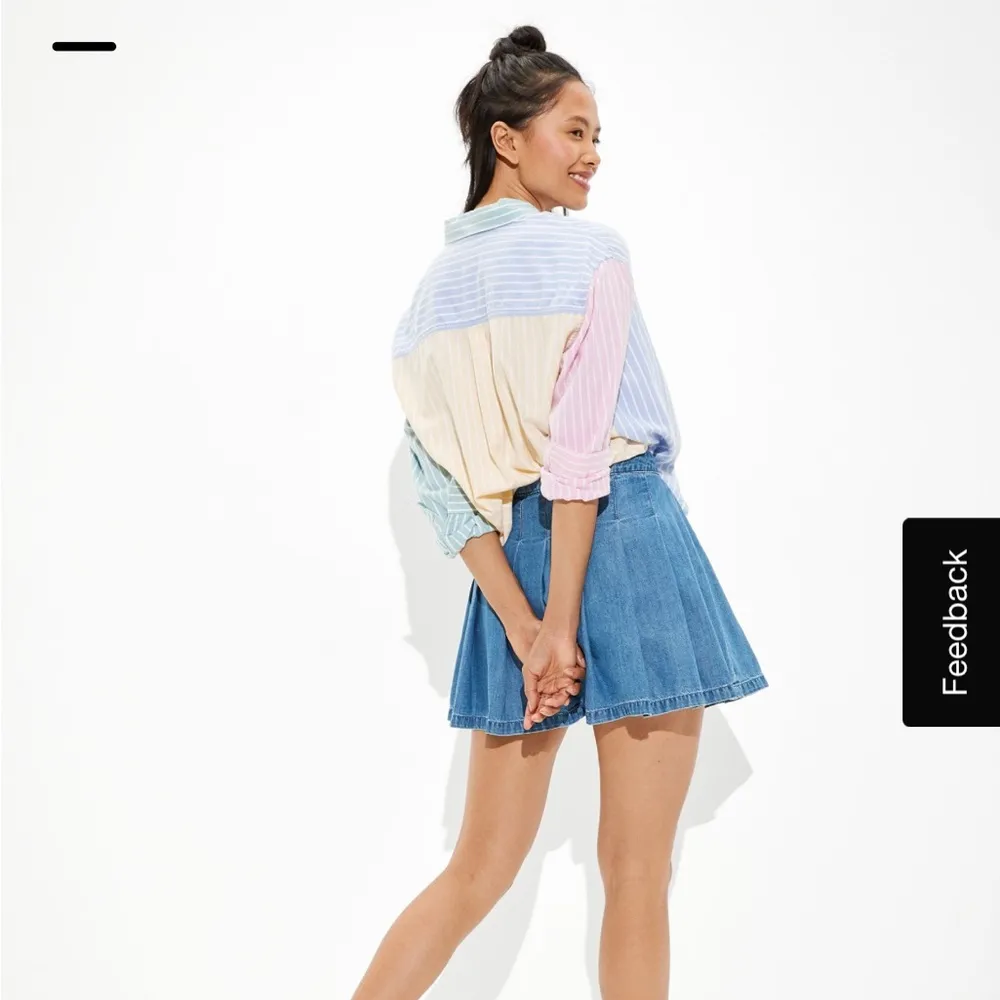 American Eagle Denim Pleated Mini Skirt 4 Women’s Blue Indigo Waters GUC 6841. - Image 7