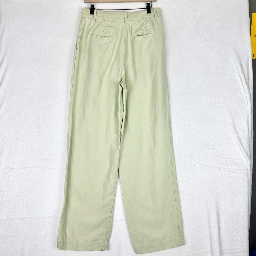 Aritzia Wilfred The Effortless Pant Linen Size 12 Sage Green Wide Leg High Rise - Image 2