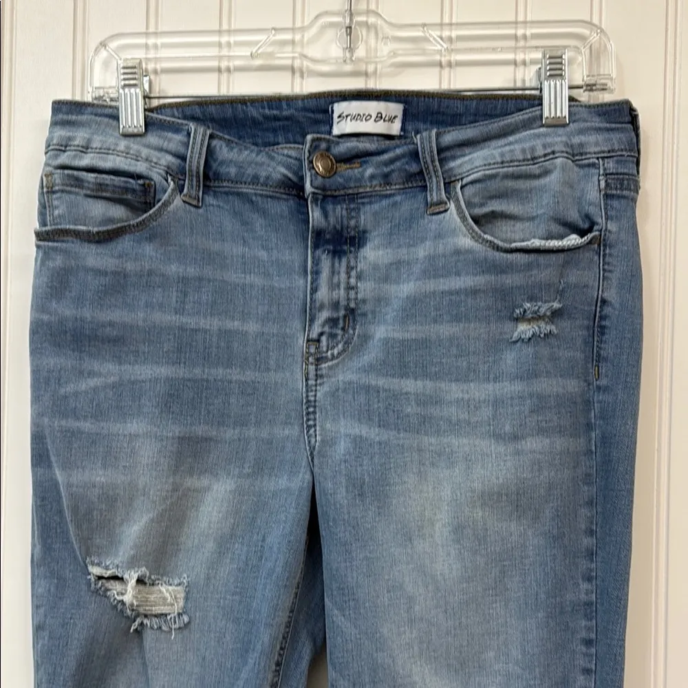 Studio Blue Distressed Raw Hem Skinny Jeans Size 30 - Image 2