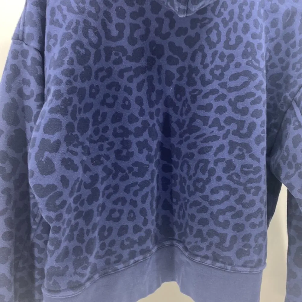 NIKE blue animal print cropped boxy oversized sweatshirt hoodie sz S - Image 10