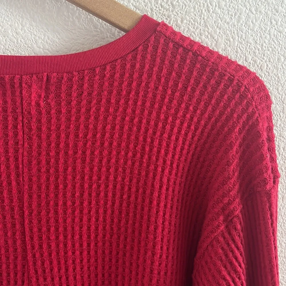 PST Los Angeles by Project Social T Tee T-Shirt Waffle Thermal Long Sleeve Red - Image 6