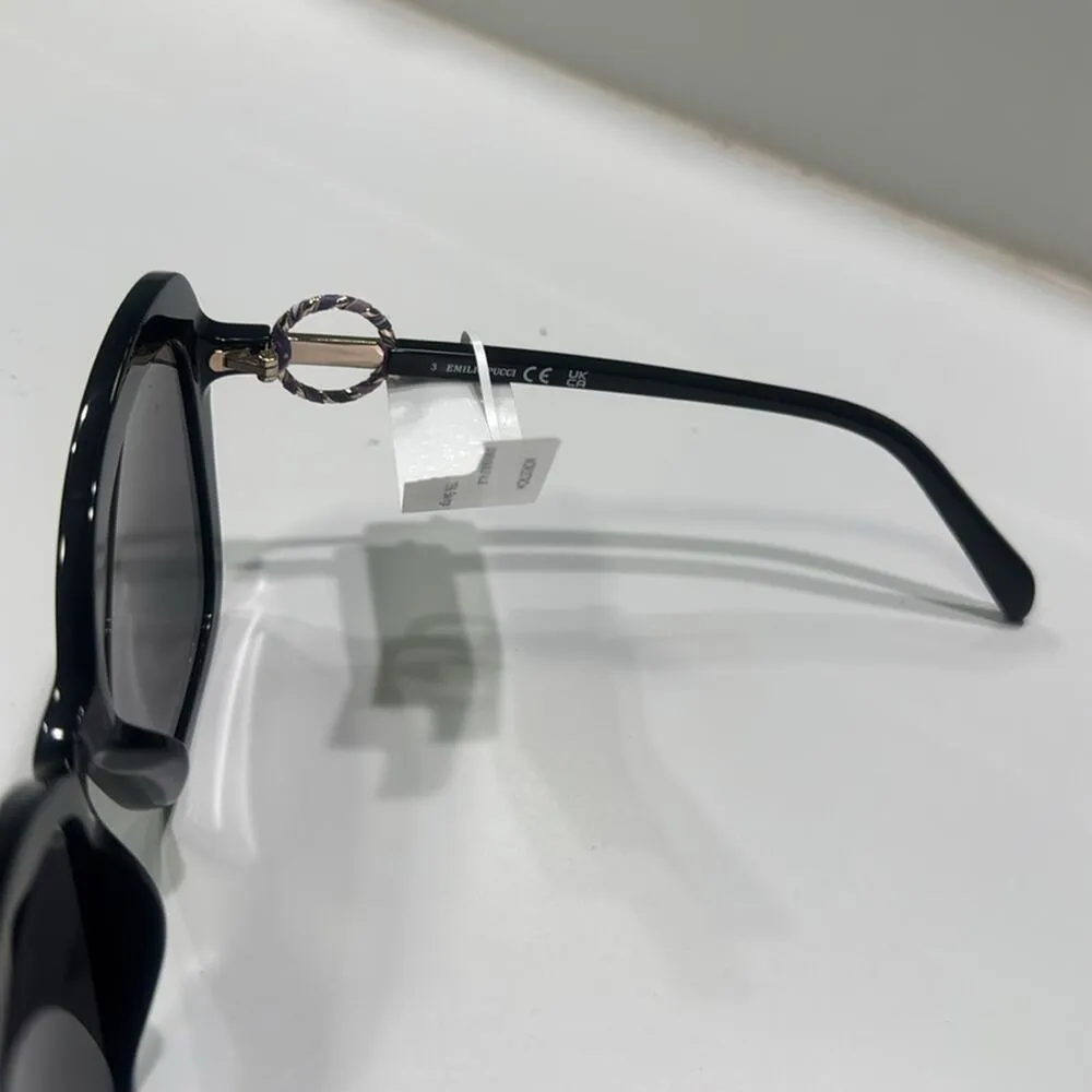 58mm Butterfly Sunglasses Emilio Pucci  Shiny Black Smoke - Image 9