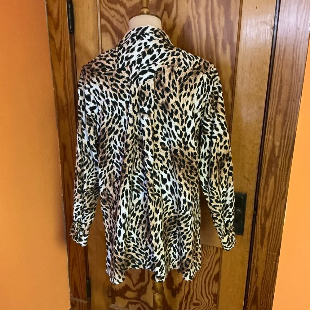 Vtg 90s cheetah oversized shirt Brown Size L - Image 9