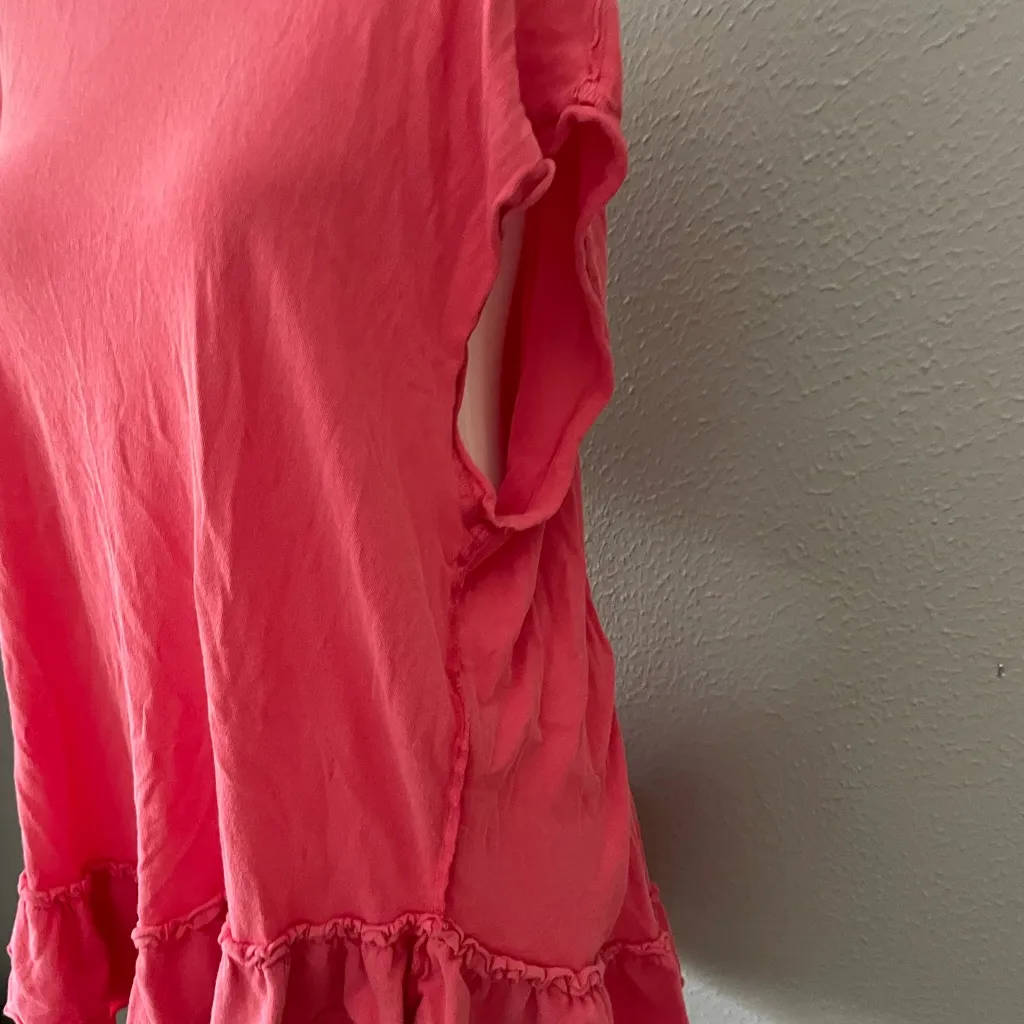 Free People Pink Ruffled Cap Sleeve Tunic - Image 6
