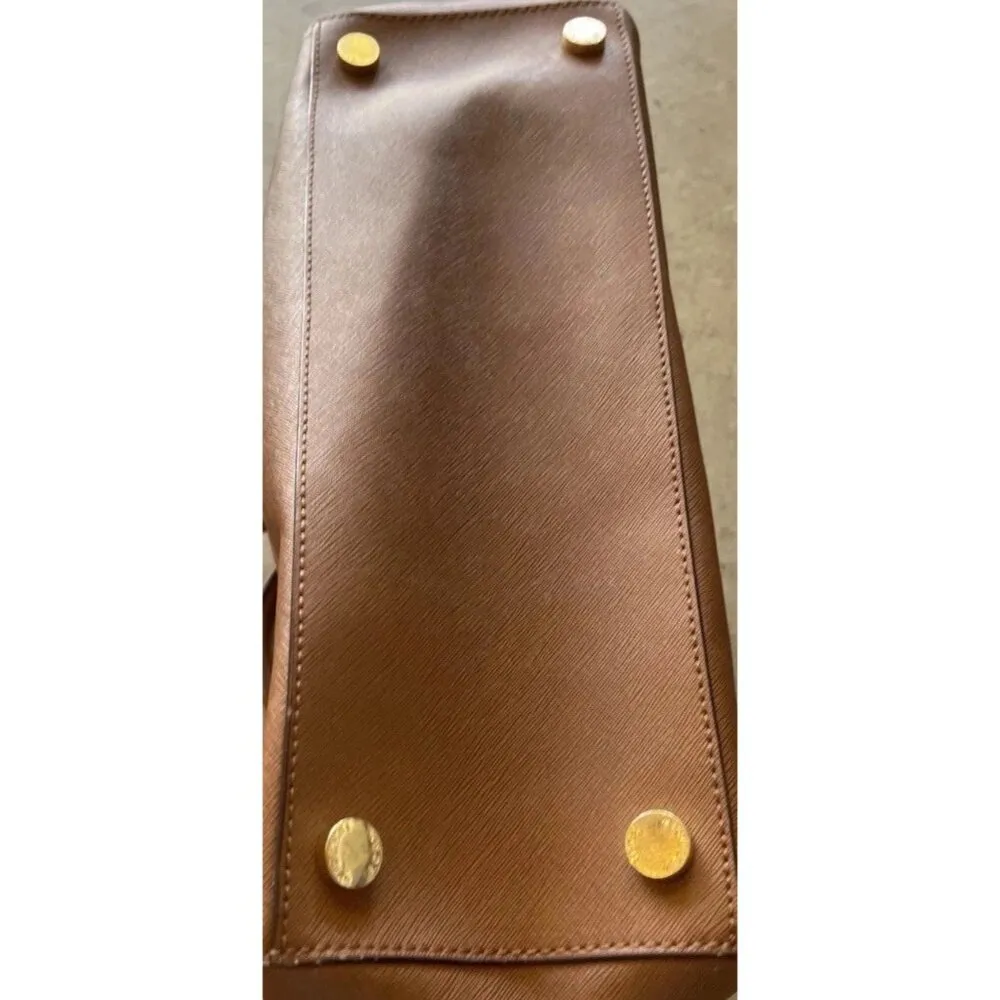 Vintage Michael Kors Women’s  Handbag Bag Brown Gold Saffiano Leather Tote - Image 8