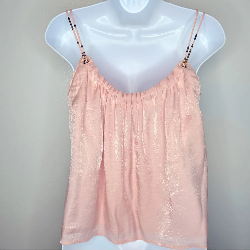 Anthropologie Floreat Pink Shimmery Glistened Tank Top Size S - Image 5